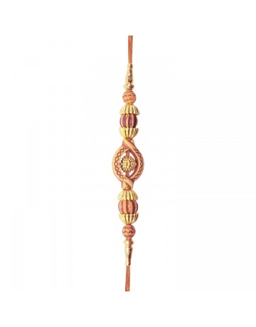 WOODEN COLOUR BALLS RAKHI