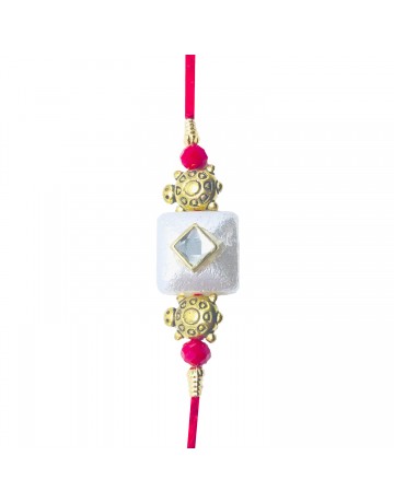 WHITE STONE WITH TORTOISE RAKHI