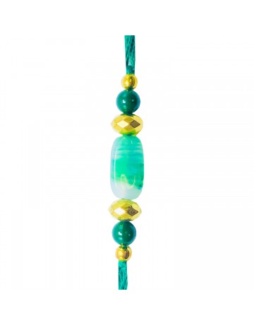 WHITISH GREEN STONE RAKHI 