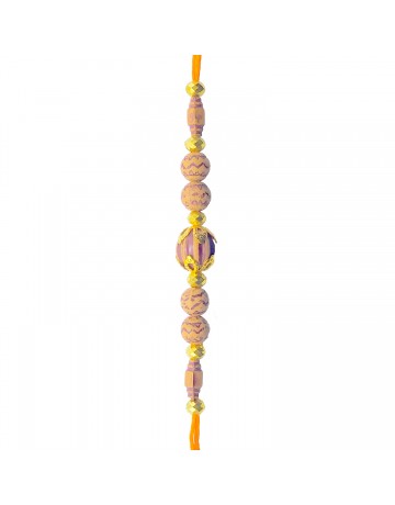 WOODEN COLOUR BALLS RAKHI  