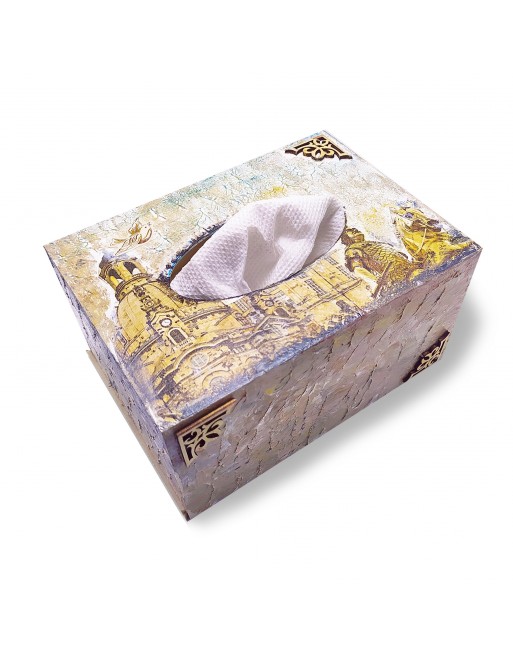 Wooden tissue paper holder with deco patch art work box - 2