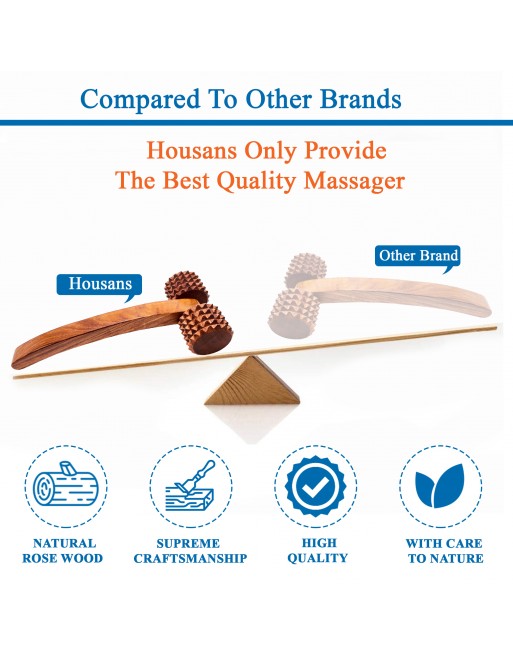 HKMP013 - Rose Wood Handheld 10” 2 Acupressure Roller Unisex Massager Full Body Pain Relief for Calf Back Neck Shoulder Deep Tissue Muscle Relaxation Accupressure Massage Therapy Self Massager 
