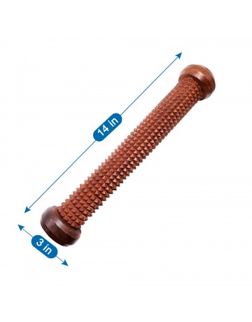 HKMP014 - 14” Rose Wood Dual Foot Massage Single Roller Wooden Massager for Dual Deep Tissue Therapy – Massage and Acupressure for Feet, Sore Leg Muscles Pain Relief Self Massager 