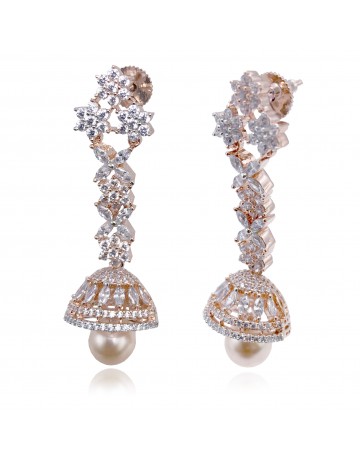 Designer umbrella drop American diamond earrings