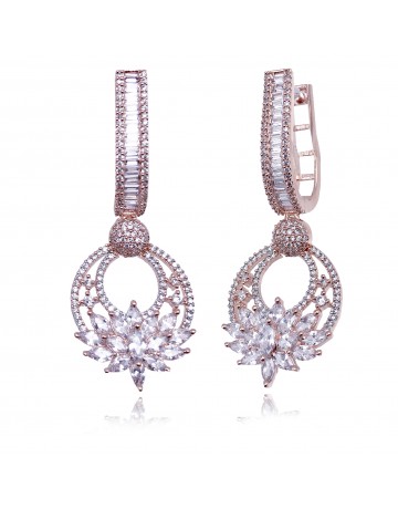 Magnificent American diamond studded lotus drop earrings