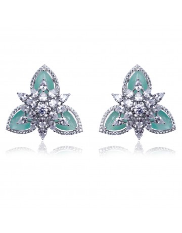 Magnificent designer earrings triangle star with semi-precious stones