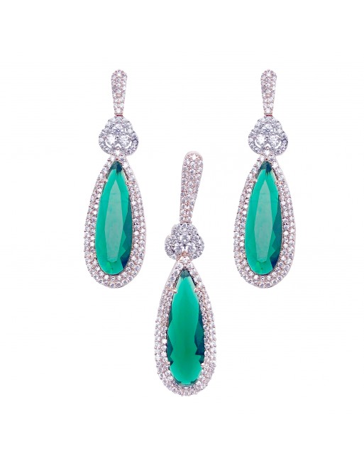 Pendant earring sets studded with american diamonds