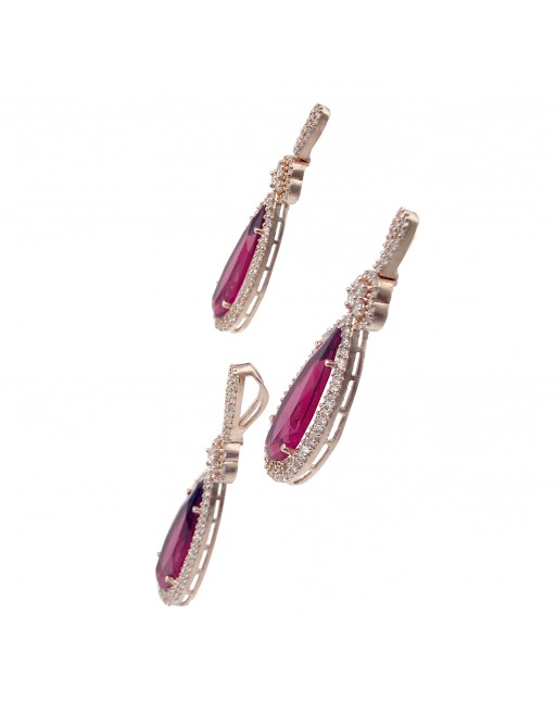 Pendant earring sets studded with american diamonds