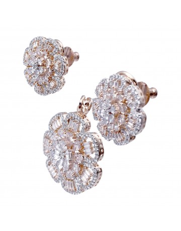 Elegant and cute pendant earring set studded with crystal elements