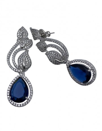 Elegant blue sapphire stone earrings
