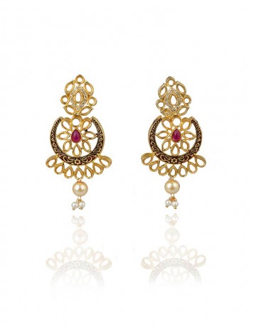 HASTKARI MAROON KUNDAN PENDANT NECKLACE SET